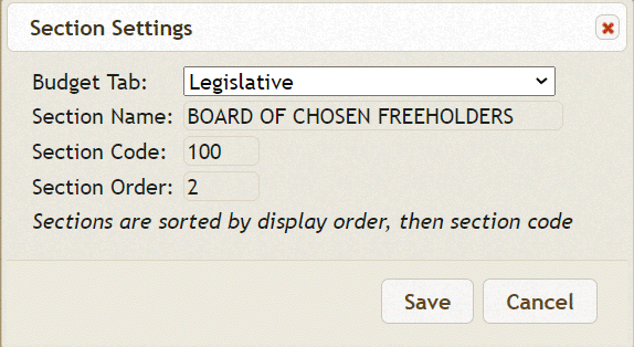 Section Settings – Municipal Software Inc.